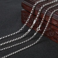 925 sterling silver jewellery vintage chinese style fashion necklace for women and men personality circle necklace chain 3 4mm
