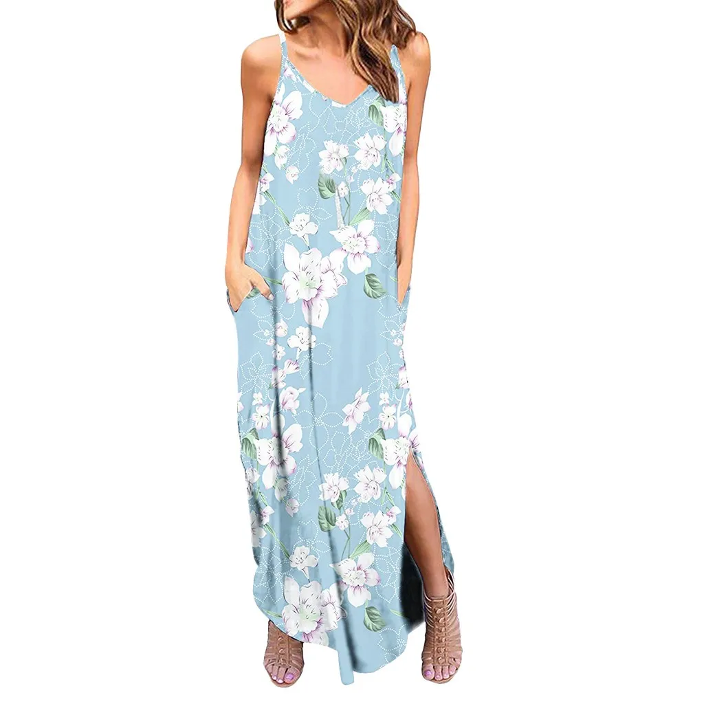 Женское летнее платье феи на тонких бретелях без рукавов повседневное пляжное