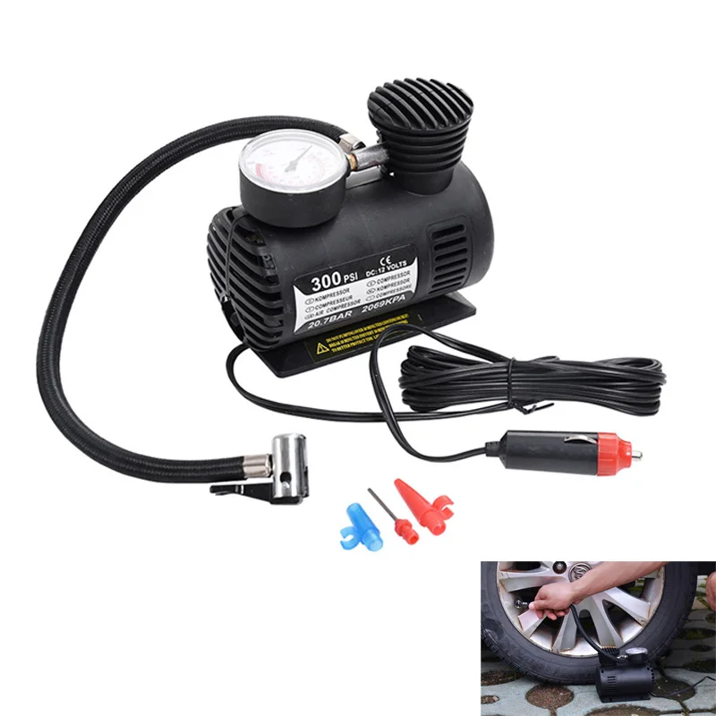 300 PSI мини воздушный компрессор 12В авто портативный насос шины Надувное w/gauge New BX |
