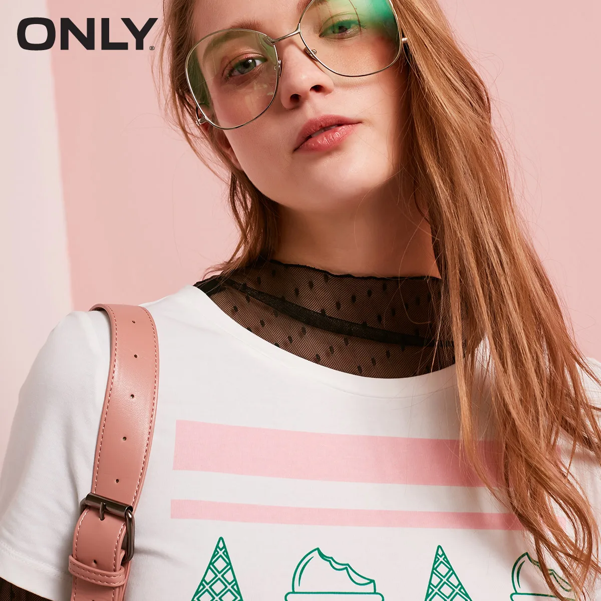 ONLY 2019 Spring Summer New Women's Letter Print Slim Fit T-shirt |118101628 | Женская одежда
