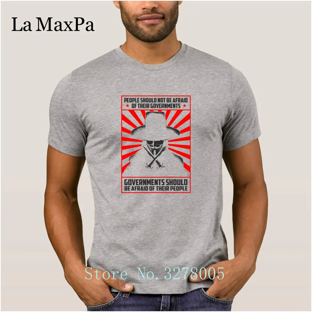 Мужская футболка с V-образным вырезом Вендетта Весенняя большого размера | одежда