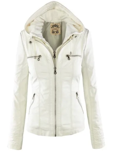 white Готическая куртка из искусственной кожи, женские толстовки, зимняя Осенняя мотоциклетная куртка, черная верхняя одежда из искусственной кожи, куртка из искусственной кожи - Цвет: white
