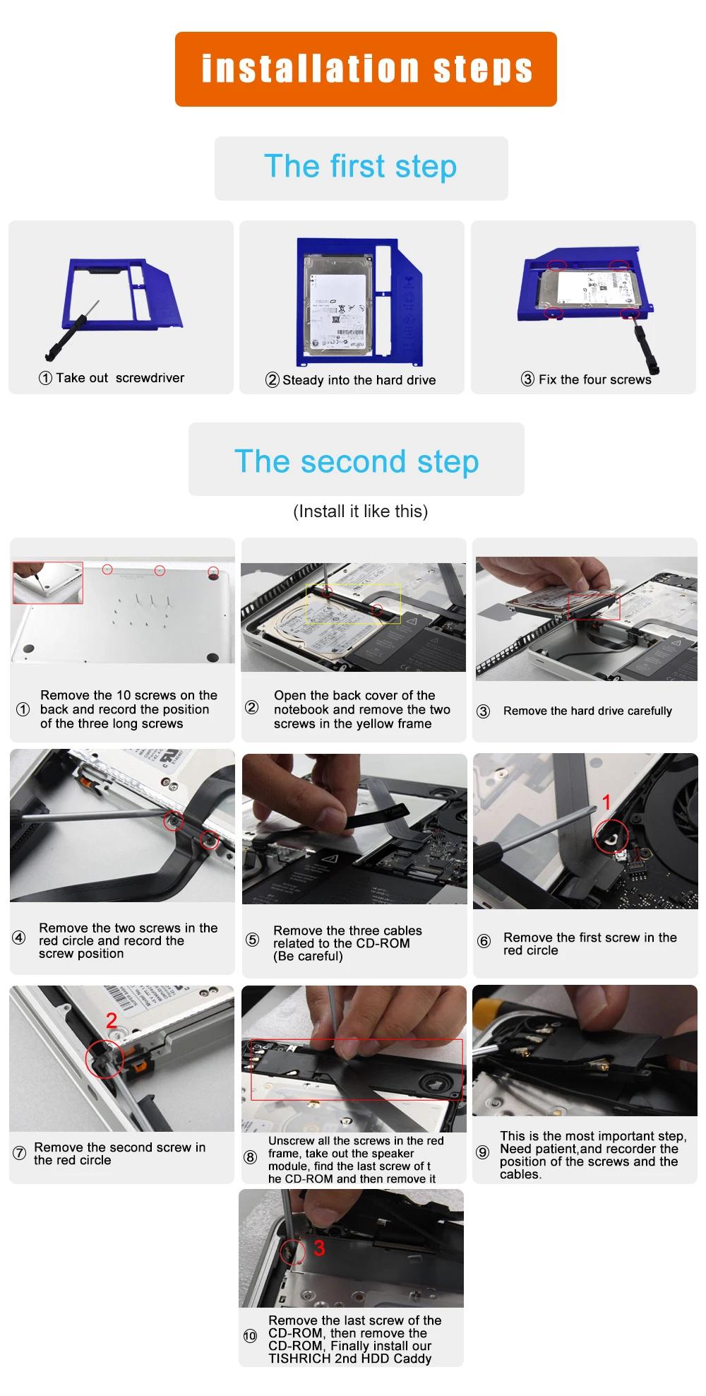 TISHRIC для Macbook Pro 1" 15" 1" Superdrive 9/9. 5 мм SATA 3,0 Caddy Корпус 2nd 2,5 HDD SSD жесткий диск Optibay чехол адаптер