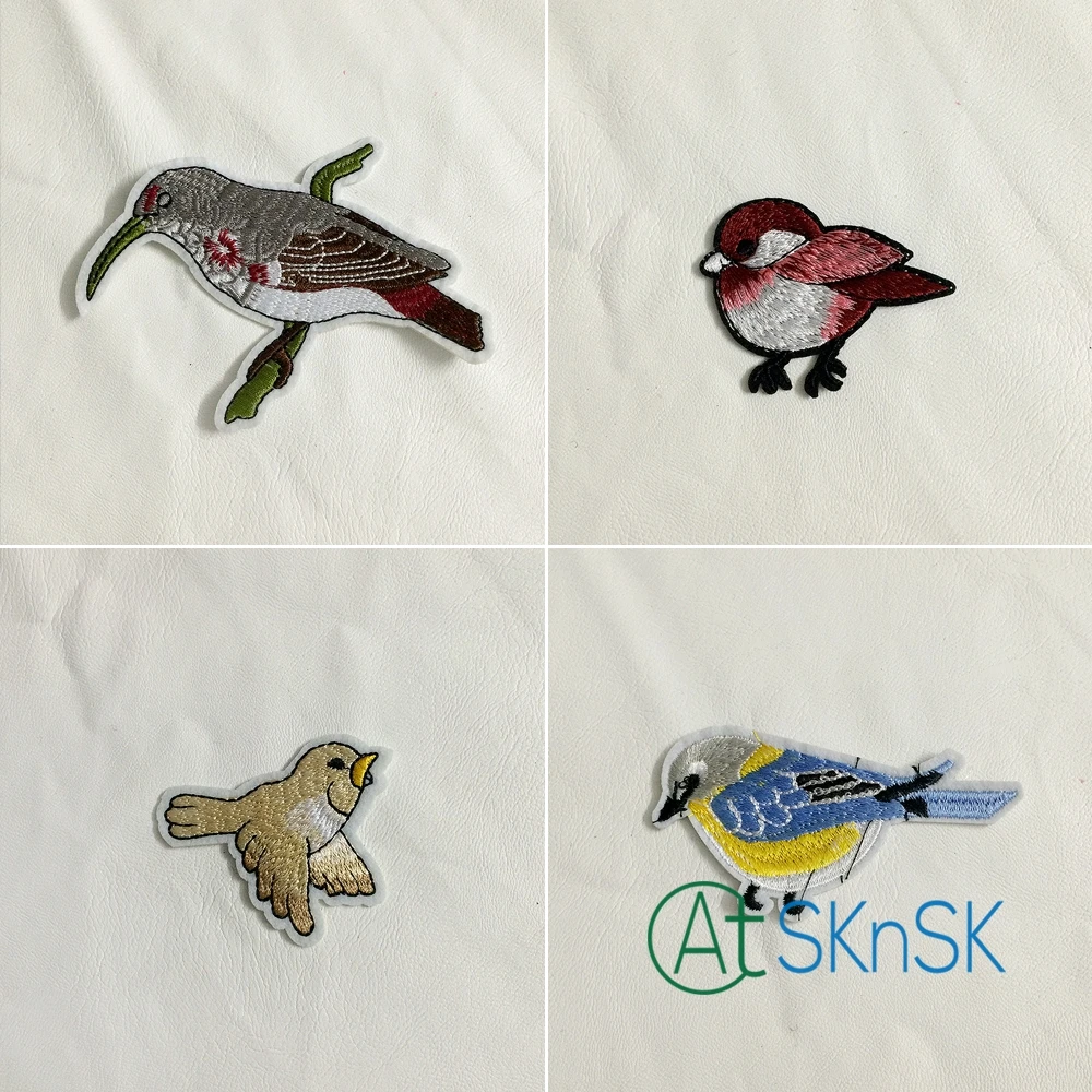 40 шт./лот вышитые футболки аксессуары для одежды блестки нашивки с птицами Ткань