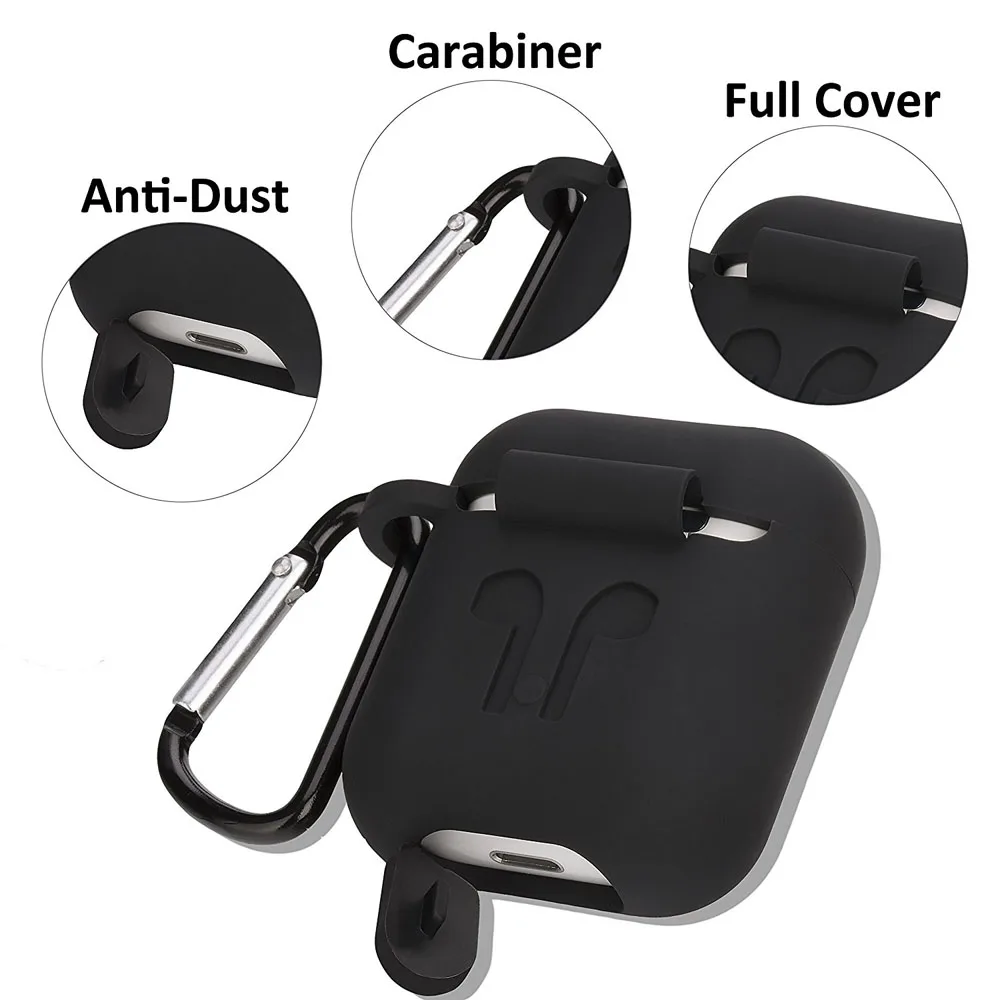 Силиконовый чехол для Airpods коробка хранения ремешок защиты от потери крючки