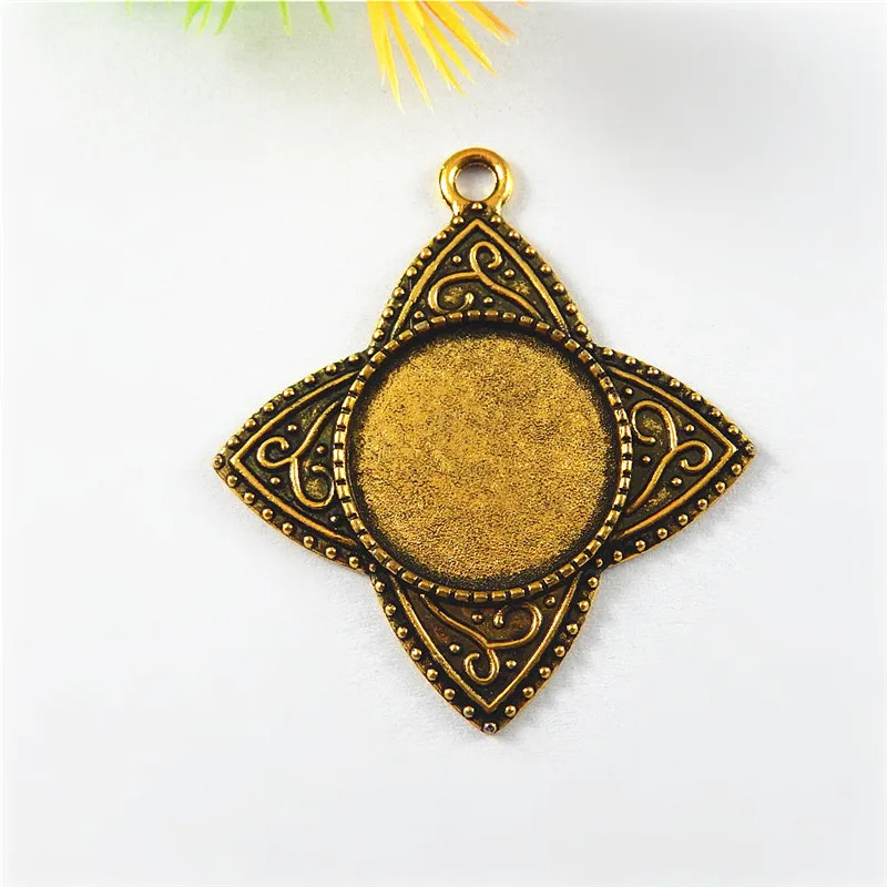 10 шт. античные золотые подвески с кабошоном для одного лица Подвески
