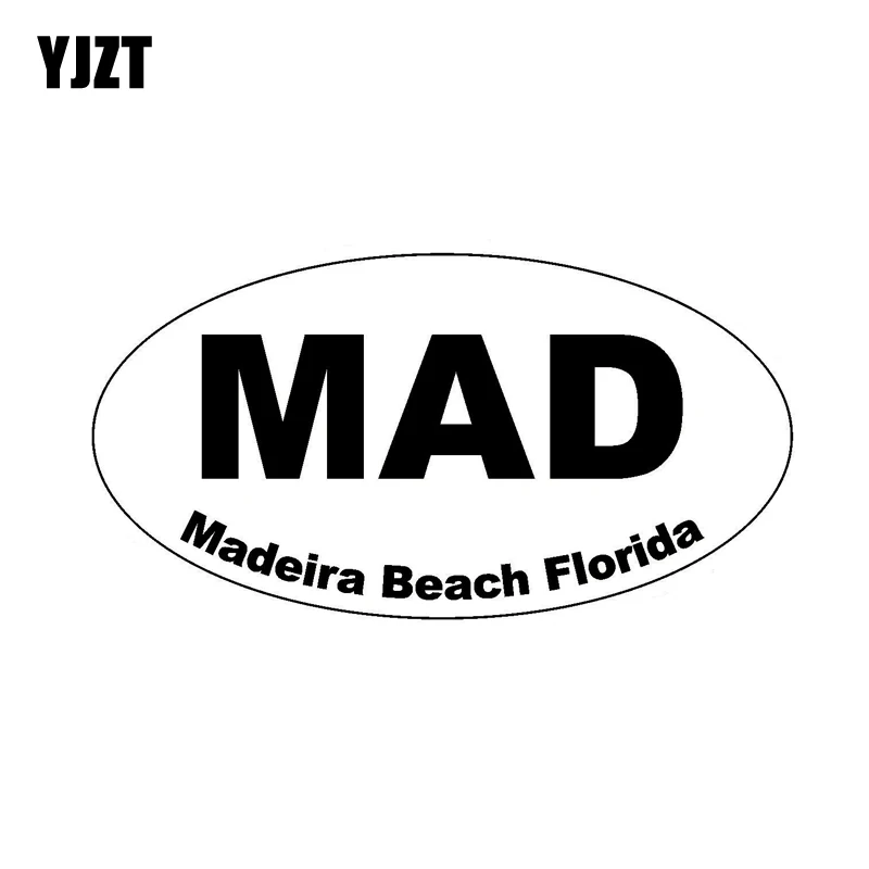 YJZT 14 7 см * овальная виниловая наклейка с надписью MAD MADEIRA BEACH FLORIDA автомобильная