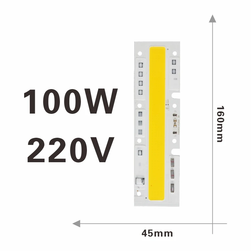 Long Chip 100W Светодиодная лампада с чипом attuso COB 220V Smart IC, без необходимости драйвера, светодиодная лампа для прожектора 10 Вт 20 Вт 30 Вт 50 Вт Diy освещение - Испускаемый цвет: Long Chip 100W