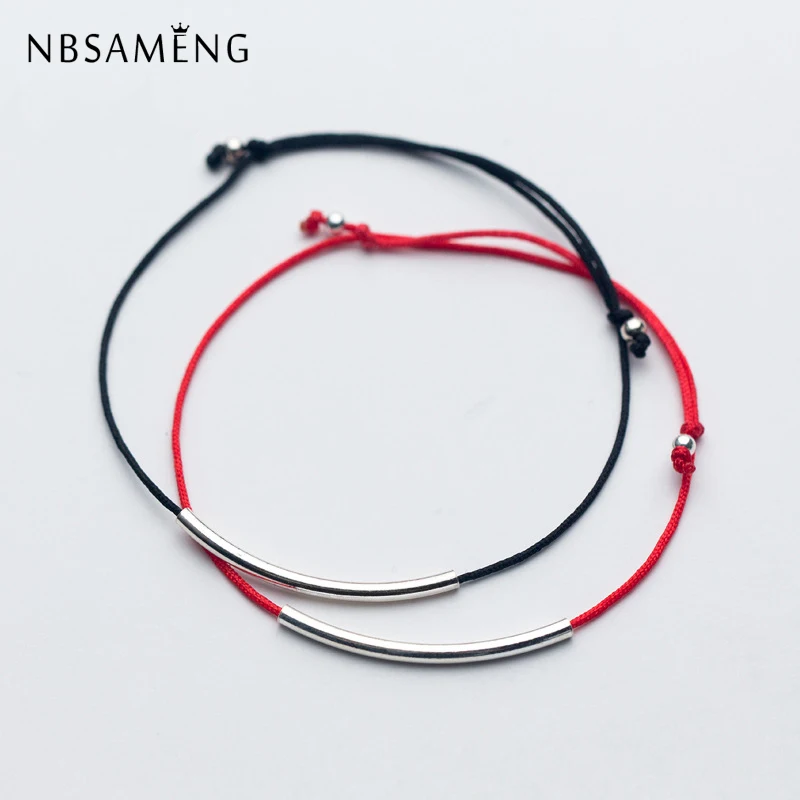 NBSAMENG настоящая 925 пробы серебряная черная/Красная Нить Длинная подвеска в виде