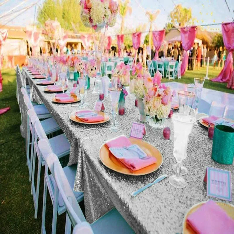 Sparkling Sequin Tablecloth Wedding Party Christmas Birthday Gold Silver Champagne Table Cloth Decoration Bling Table Cover