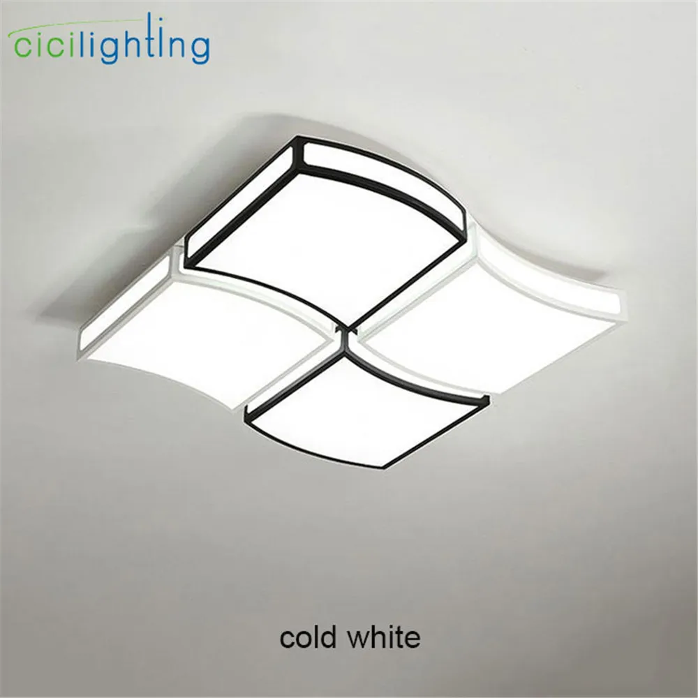 Modern ceiling lights for bedroom dining room 48W 64W black and white window decor led lamp art wave home lighting | Лампы и освещение