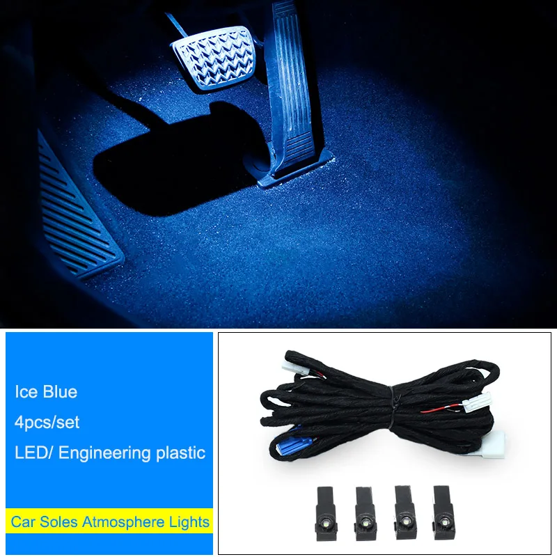 Ics Blue 4Pcs QHCP светодиодный автомобильный атмосферный светильник s подошвы окружающего настроения, интерьерный декоративный светильник для ног, подходит для Toyota Camry, автомобильные аксессуары - Название цвета: Ics Blue 4Pcs