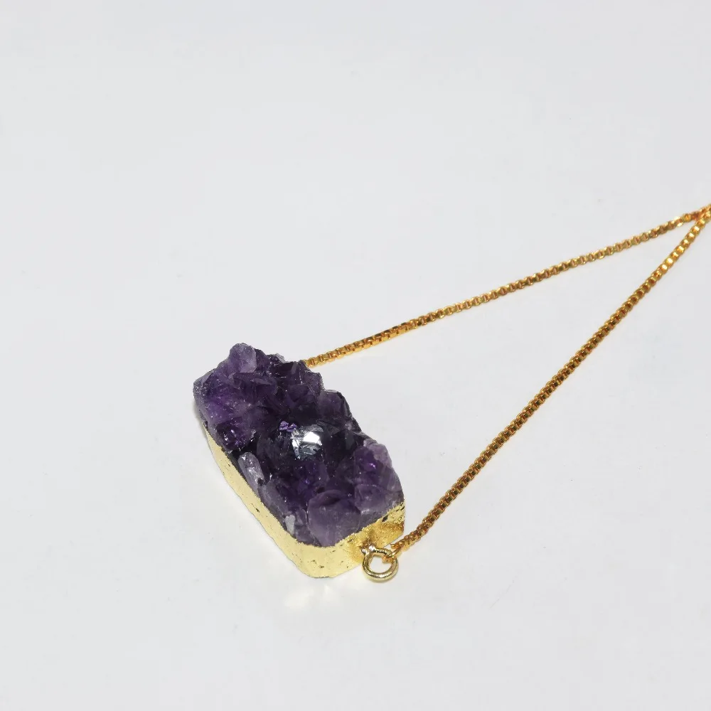 Новый стиль модные ювелирные изделия натуральный жеод Druzy amethysts коннектор