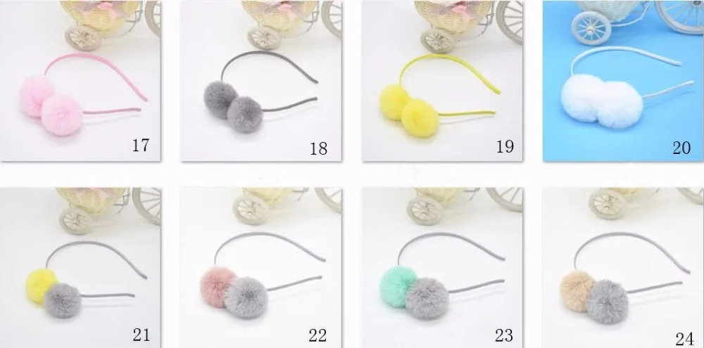 Дети шар помпон обруч для волос Hairband аксессуары девушки кошачьи уши помпонами