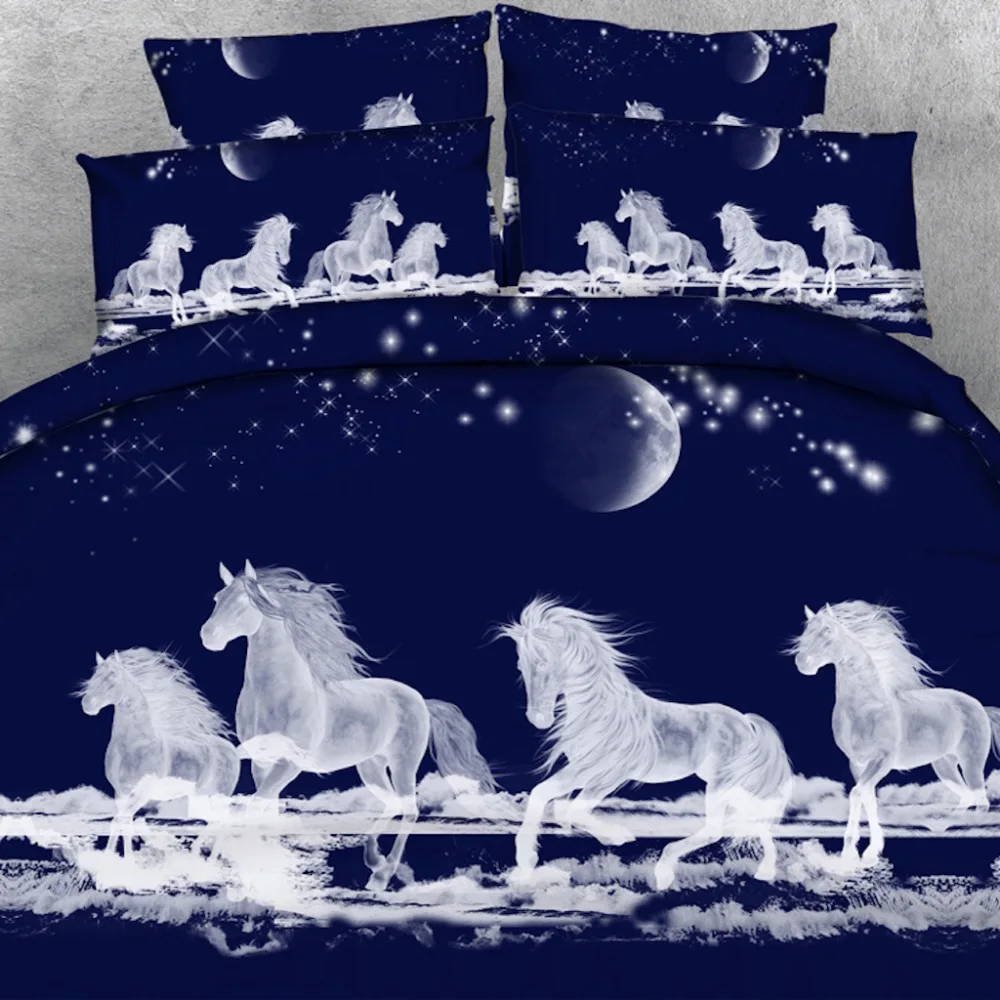 

Goldeny 4 Parts Per Set Mystical Spirit Horses galloping above the clouds 3d HD bed set 3D Bed Linens