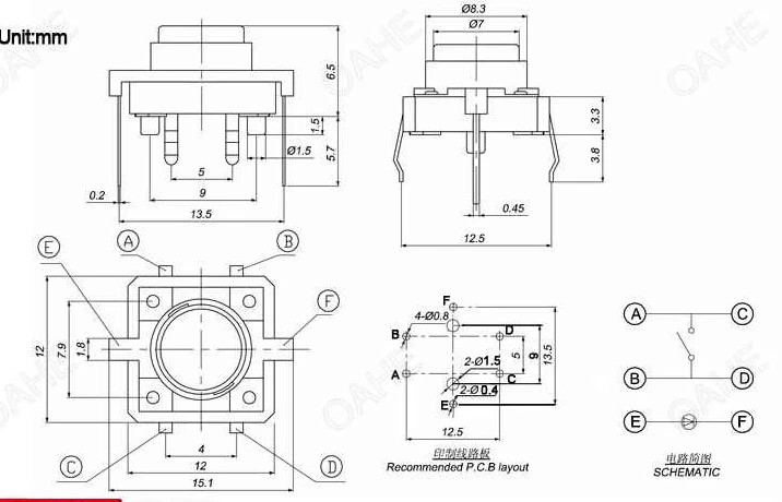 12*12 мм Зеленая кнопка с зеленым светом со светодиодным микро переключателем