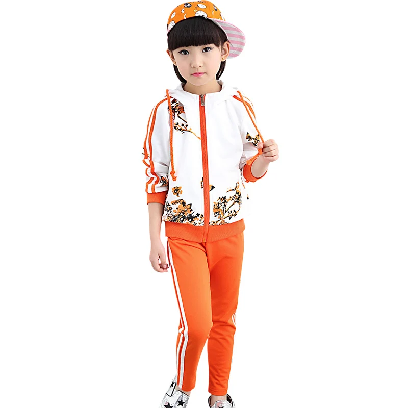 2018 детская одежда весенне осенний спортивный комплект с принтом для девочек