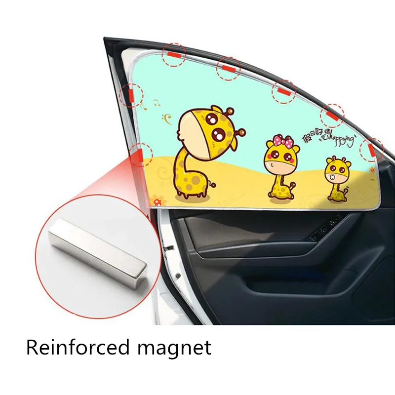 

1PC Universal Aluminum foil Car Side Window Sunshades UV Protect Visor Cover Curtain Magnetic Cartoon Side Window Sunshades