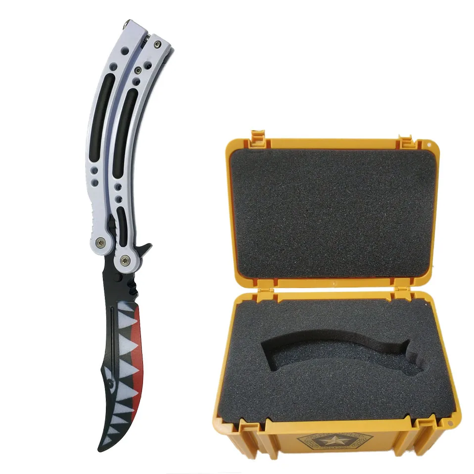White Shark Swayboo CS GO Karambit складной набор ножей чехол бабочка в коробке для ножей допплеровский тренировочный нож без края ревой практический инструмент - Цвет: White Shark