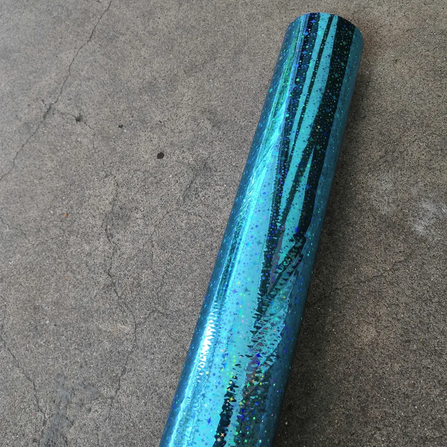 Голографическая фольга светло голубого цвета звезда шаблон горячего тиснения на