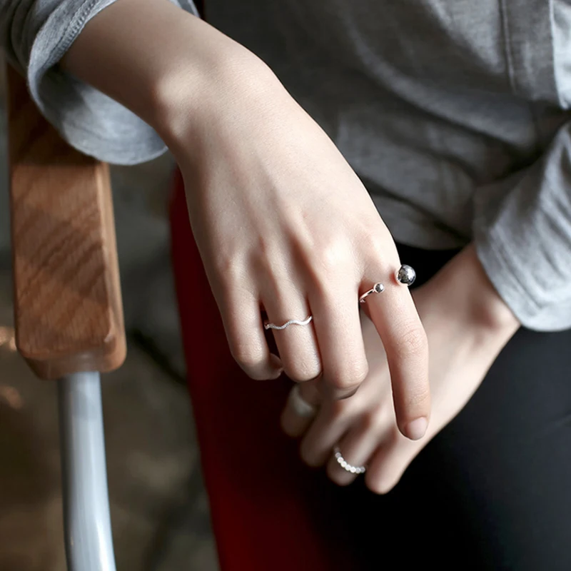Женское кольцо из серебра 2020 пробы с круглыми бусинами | Украшения и аксессуары