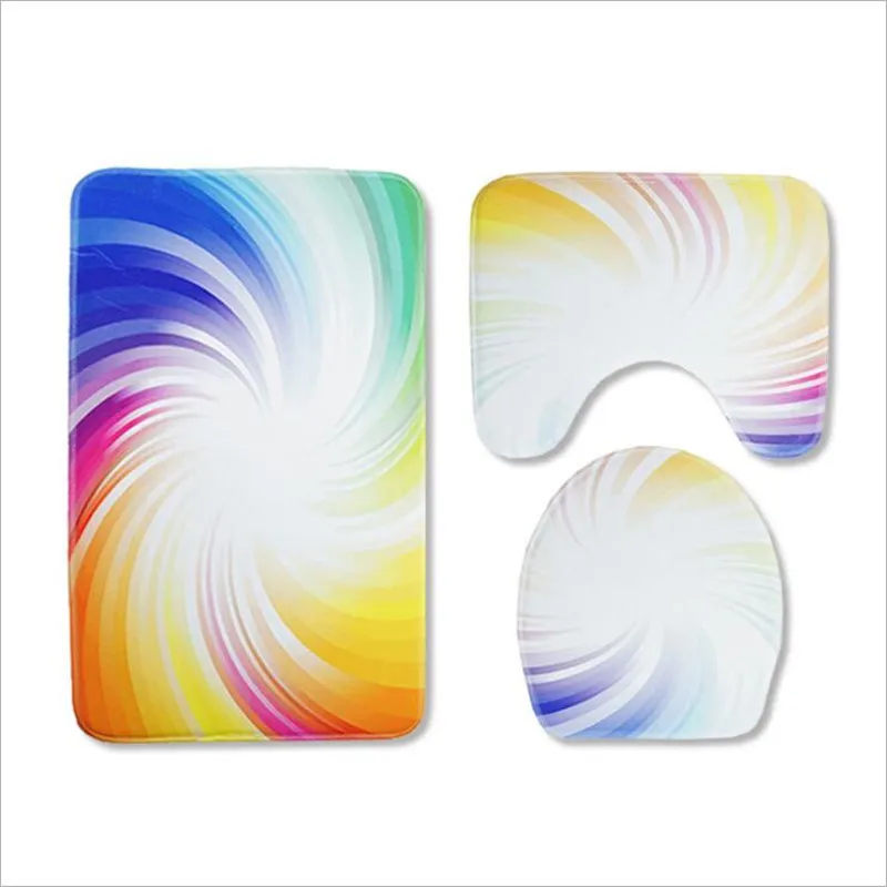 3 шт. фланелевый напольный коврик для туалета набор с цветком персика и красочным