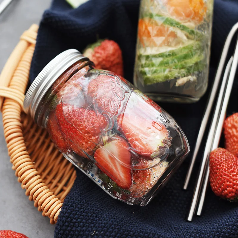 1 шт mason jar со стеклянным стаканом для воды Запечатанные бутылки соломы смузи прозрачный стержень офисные чашки пивной чай чашки кружки, стаканы
