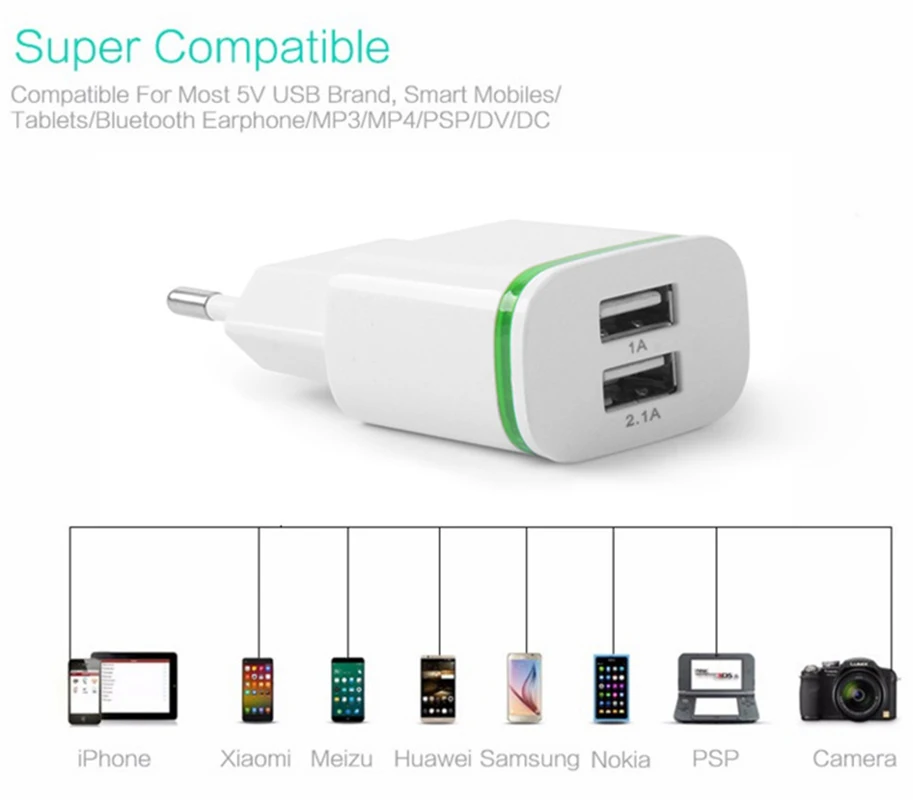 5 V 2.1a путешествия USB переходник для зарядного устройства ЕС разъем мобильного