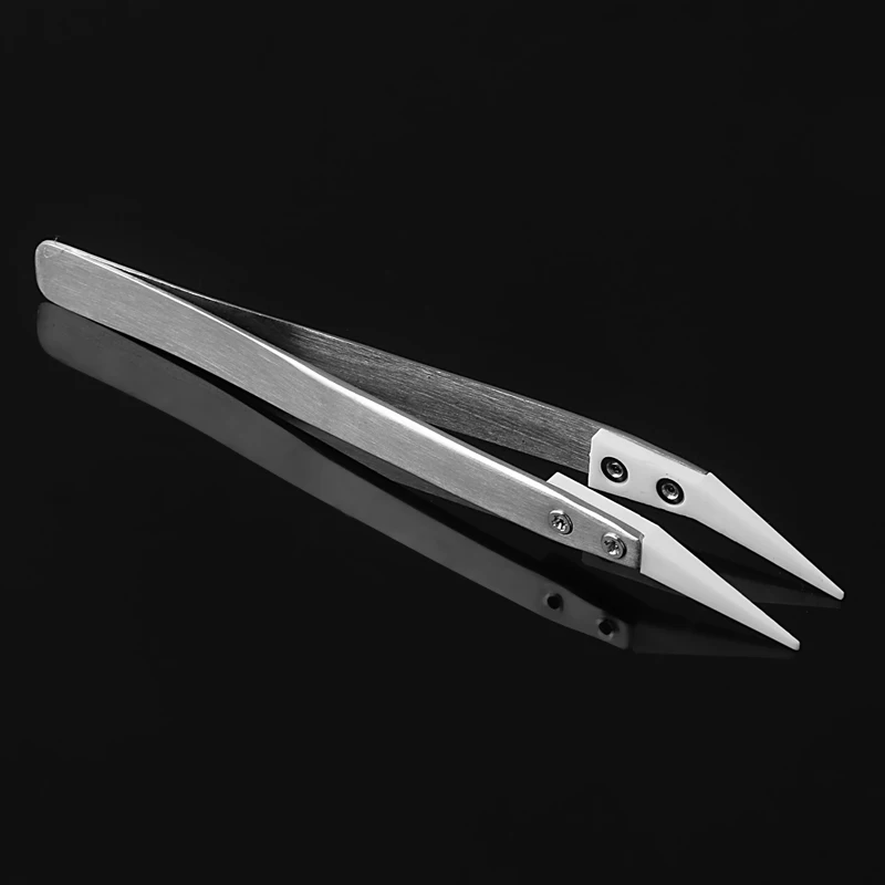 1 шт. керамический пинцет с ручкой из нержавеющей стали Изогнутый | Инструменты