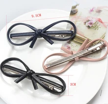 Épingles à cheveux élégantes en cuir PU pour femmes, jolies pinces à cheveux, accessoires coréens, nouveauté, 2017  (4)