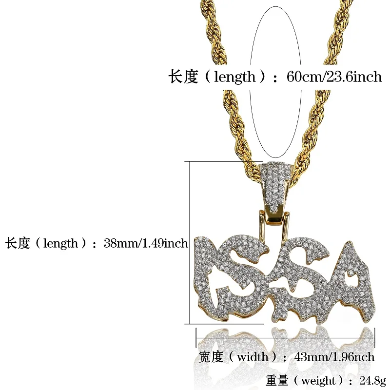 TOPGRILLZ Hip Hop Fashion Gold Color Plated Iced Out Micro Paved Shinely CZ Stone Letters Combine Pendant Necklace For Men Fifts | Украшения