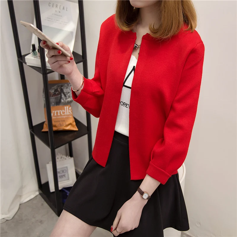 OHCLOTHING ZCH- весенний короткий свитер Ms. small с длинными рукавами, вязаный кардиган, универсальный свободный свитер
