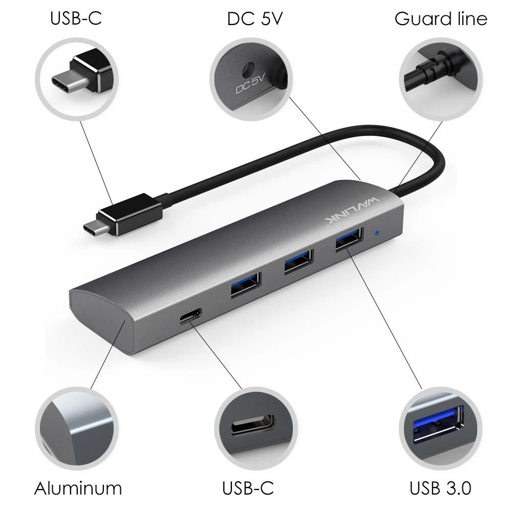 Сертифицированный usb концентратор с 4 портами разветвитель 3 0 USB C адаптером