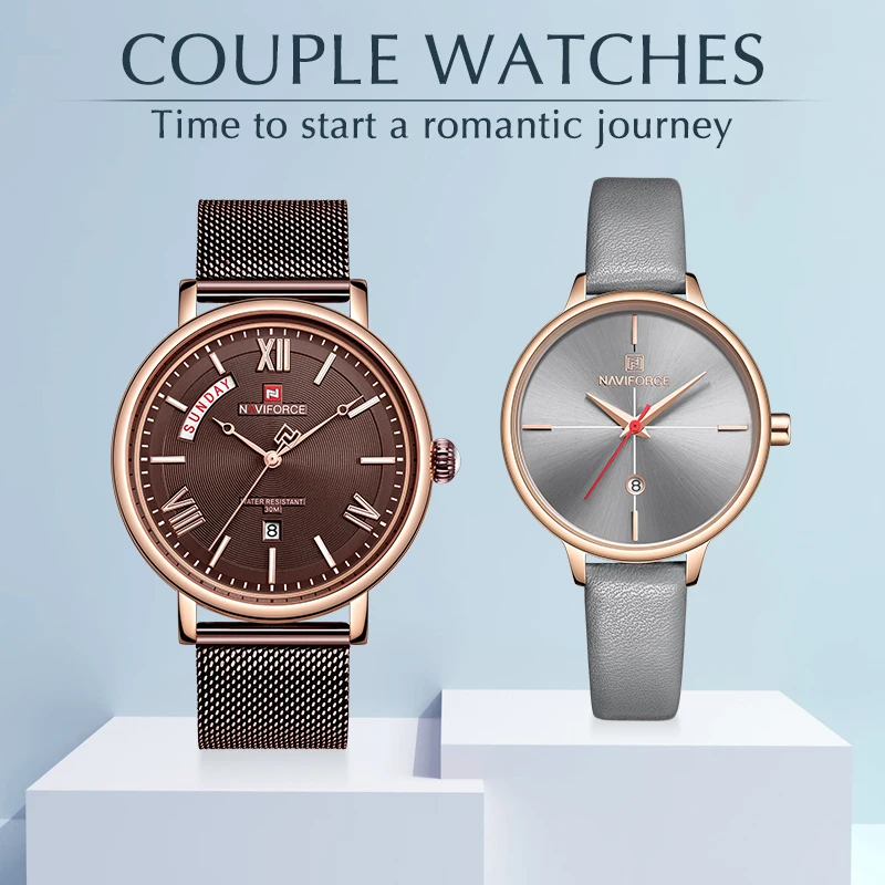 Часы NAVIOFRCE для влюбленных пар водонепроницаемые кварцевые часы мужчин и женщин