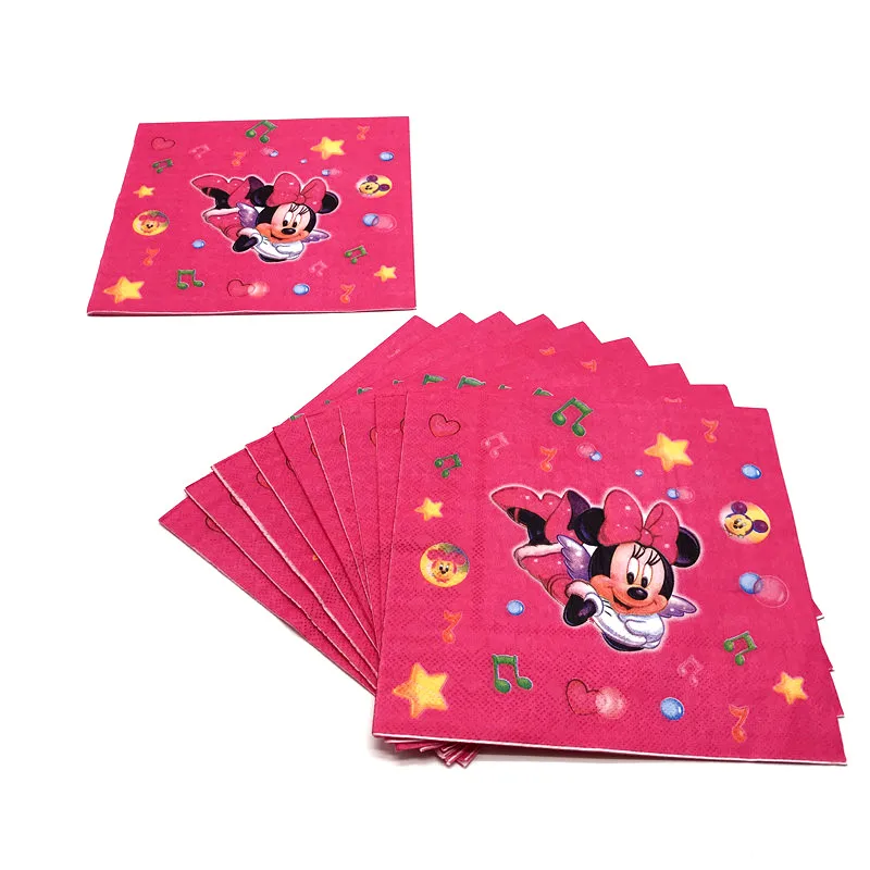 Napkin-10Pcs Девушки пользу Дисней тема Минни Мауса свадебный фестиваль посуда малыш день рождения бумажный мультяшный стаканчик и тарелка салфетка баннер поставка - Цвет: Napkin-10Pcs