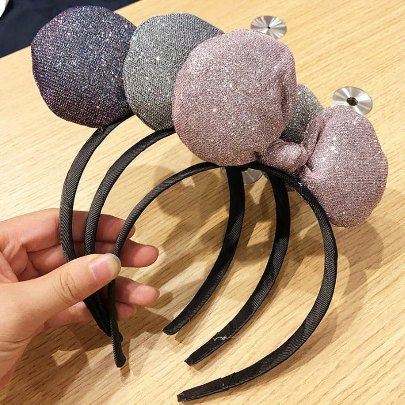 Disney минни маус для маленьких детей, детская стильная повязка на голову, блестки, Мультяшные Микки, эластичные украшения для девочек, украшение для волос, подарок - Цвет: 3pcs