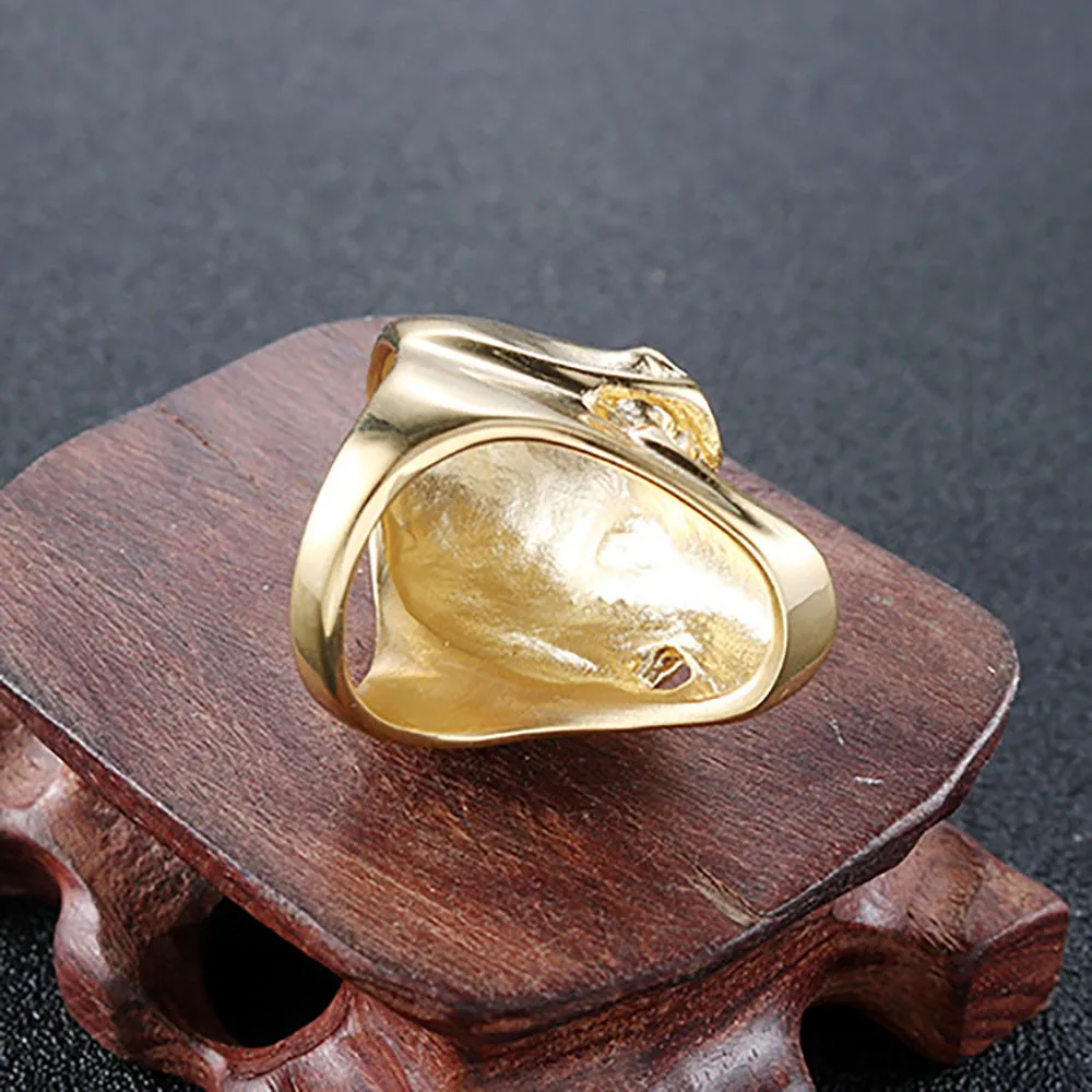 Большой красивый модный стиль Винтажное кольцо Череп Панк мужское черное с