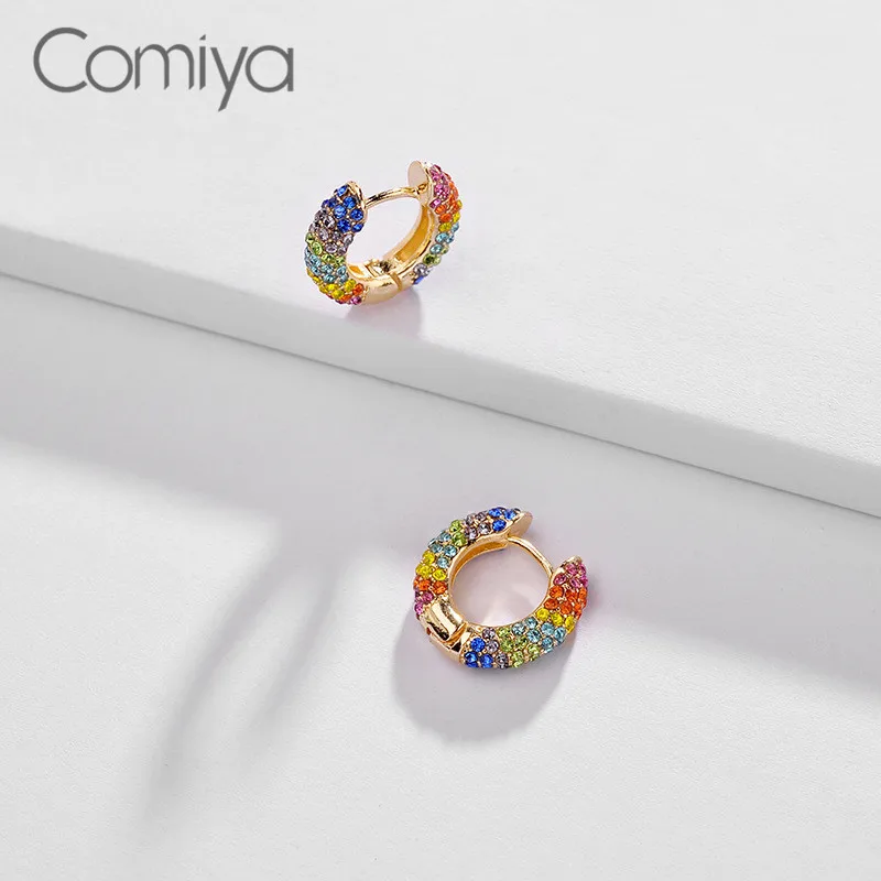 Элегантные серьги гвоздики Comiya для женщин стразы мозаика Цинковый золотистый