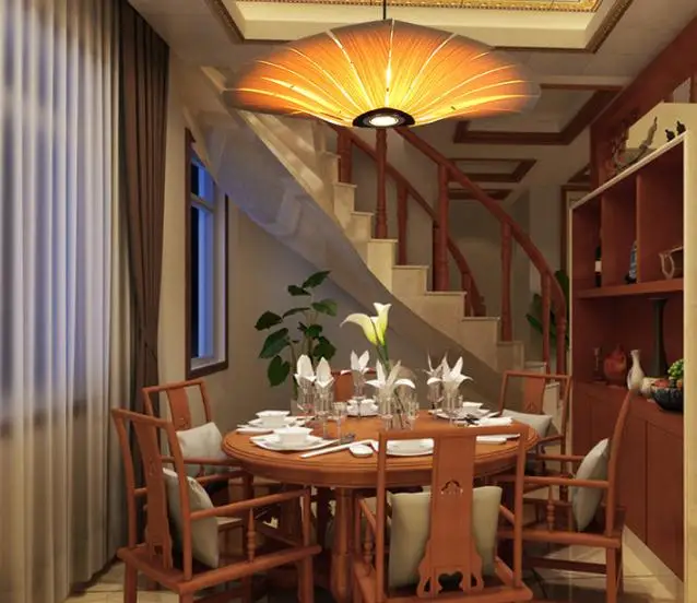 

Деревянный подвесной светильник в японском китайском стиле, светодиодная лампа из шпона для гостиной, ресторана, столовой, подвесной свети...