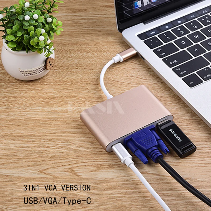 Basix Type C к VGA адаптер Usb концентратор USB 3 0 разветвитель USB-C зарядный конвертер