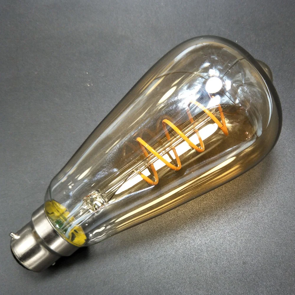 110V 220V затемнения светодиодный Винтаж лампа теплого белого света ST64 Янтарный