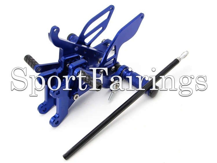 Регулируемый CNC Заготовка синий задний Набор для ног Yamaha YZF R6 03 04 05 2003 2005