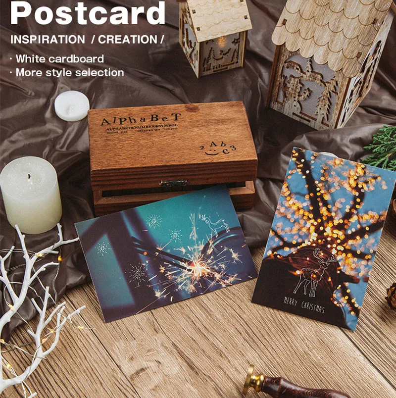 30 шт./кор. Рождественский теплый светильник серия светящихся бумажных открыток