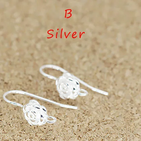 B Silver 2 шт Стерлинговое Серебро 925 цветок застежка для серег для изготовления ювелирных изделий ушной проволоки крюк фурнитура DIY женские серьги аксессуары Поставщик - Цвет: B Silver