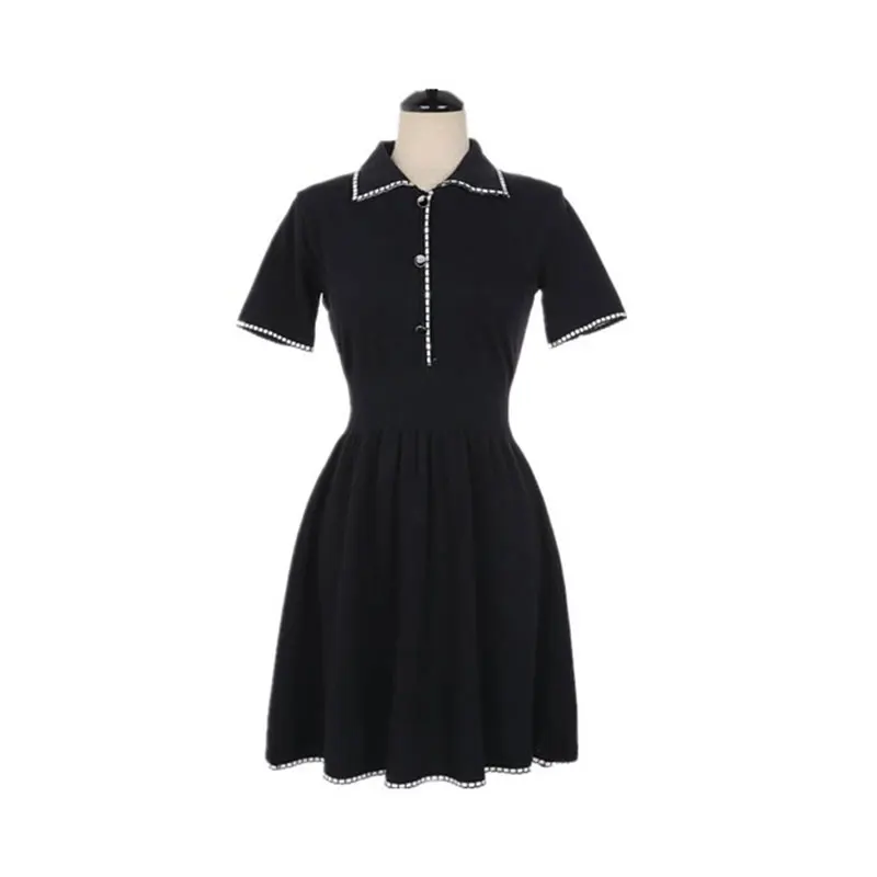 

2019 Real New Polyester Viscose A-line Short None Empire Dress Vestidos Mujer Summer Dress High Waist A Word Solid Color Female