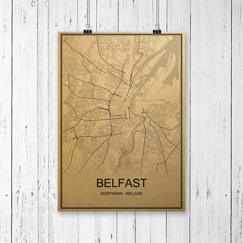 Карта мира Белфаст винтажный постер Ретро картина крафты бумага художественная