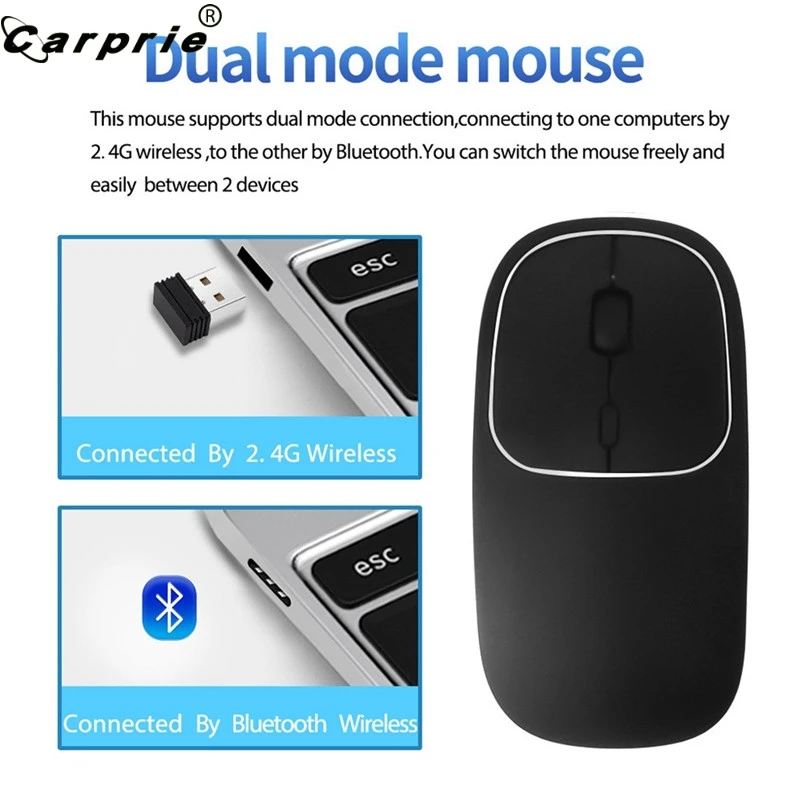 CARPRIE 1 шт. перезаряжаемая Беспроводная Bluetooth-совместимая мышь 2 4 ГГц металлическая