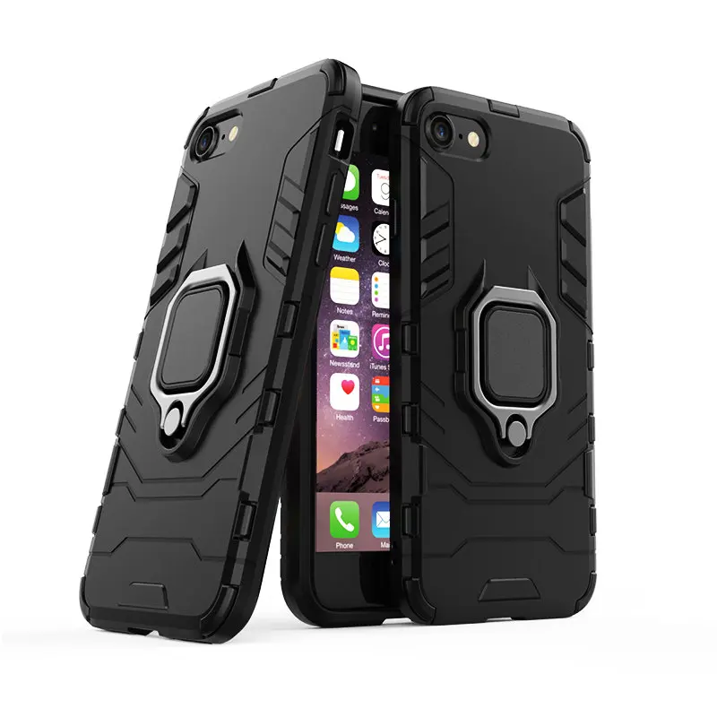 Black ZNP бронированный противоударный чехол подставка чехол для телефона для iPhone 6 6s 7 8 плюс держатель кольцо крышка чехол для iPhone 11 Pro XS Max XR X чехол s Shell - Цвет: Black