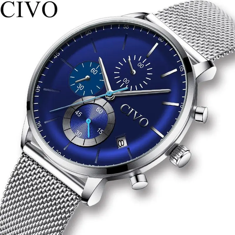 CIVO 2019 спортивные мужские часы военные минималистичные водонепроницаемые