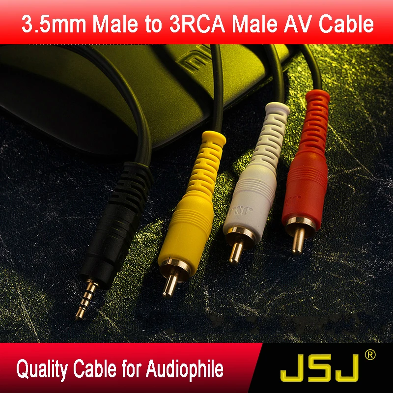 Медный кабель JSJ с разъемом 3 5 мм на штекер 3RCA 24k позолоченный аудио видео AV OFC для